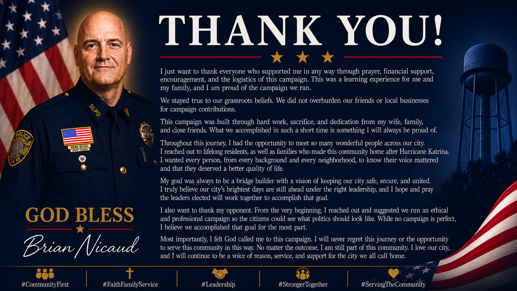 Brian Nicaud is a dedicated public servant, community advocate, and leader committed to keeping families safe and communities united.